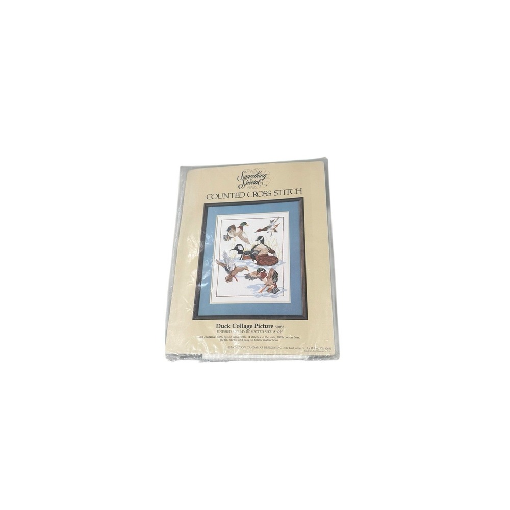 VINTAGE Something Special COUNTED CROSS STITCH DUCK‎ COLLAGE PICTURE